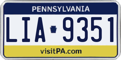 PA license plate LIA9351