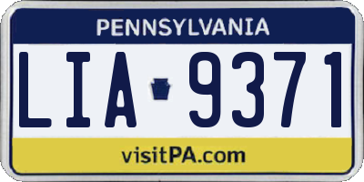 PA license plate LIA9371