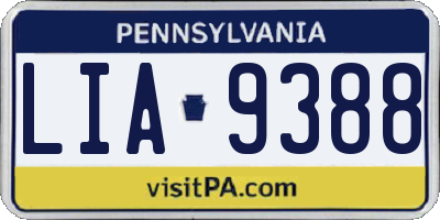 PA license plate LIA9388