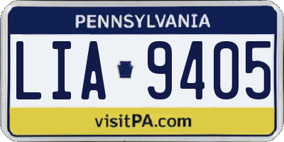 PA license plate LIA9405