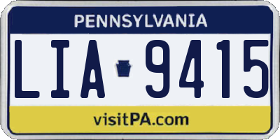 PA license plate LIA9415