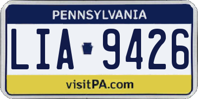PA license plate LIA9426