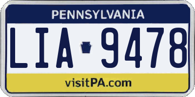 PA license plate LIA9478