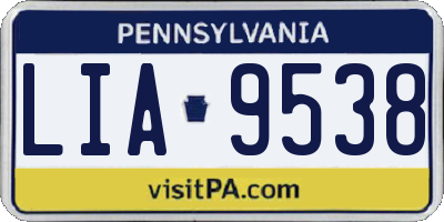 PA license plate LIA9538