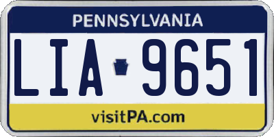 PA license plate LIA9651