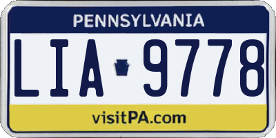 PA license plate LIA9778