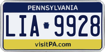 PA license plate LIA9928