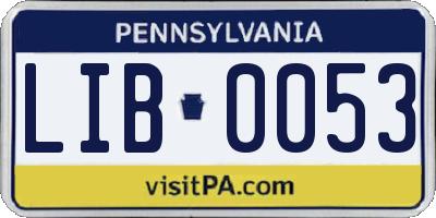 PA license plate LIB0053