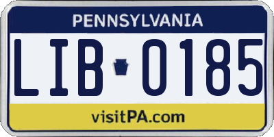 PA license plate LIB0185