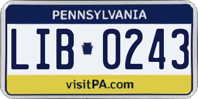 PA license plate LIB0243