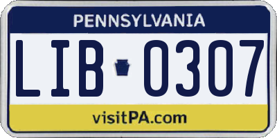 PA license plate LIB0307