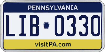 PA license plate LIB0330