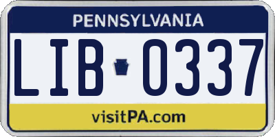 PA license plate LIB0337