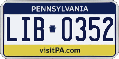 PA license plate LIB0352