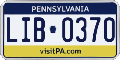 PA license plate LIB0370