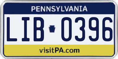 PA license plate LIB0396