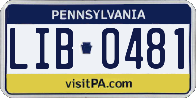 PA license plate LIB0481