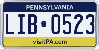 PA license plate LIB0523