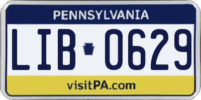 PA license plate LIB0629