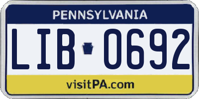 PA license plate LIB0692