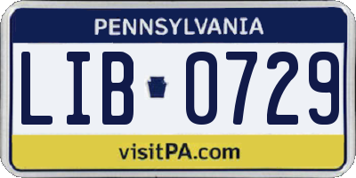 PA license plate LIB0729