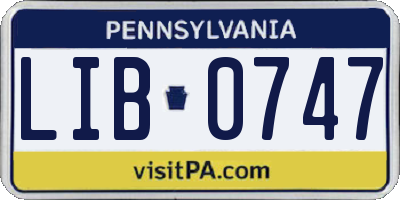 PA license plate LIB0747