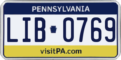 PA license plate LIB0769