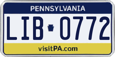 PA license plate LIB0772