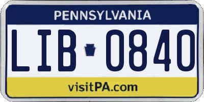PA license plate LIB0840