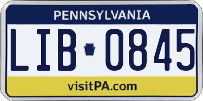 PA license plate LIB0845