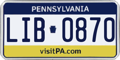 PA license plate LIB0870