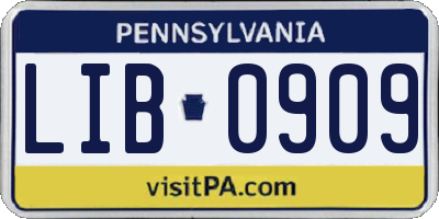 PA license plate LIB0909