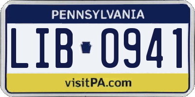 PA license plate LIB0941
