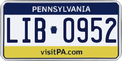 PA license plate LIB0952