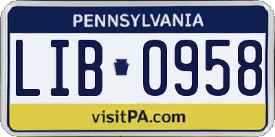 PA license plate LIB0958