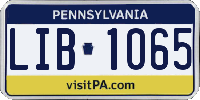 PA license plate LIB1065