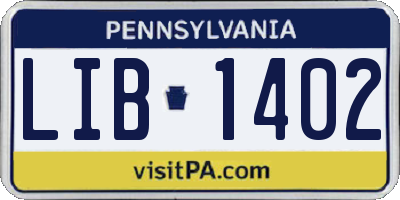 PA license plate LIB1402