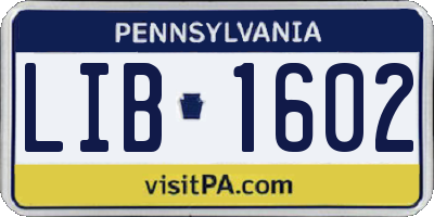 PA license plate LIB1602