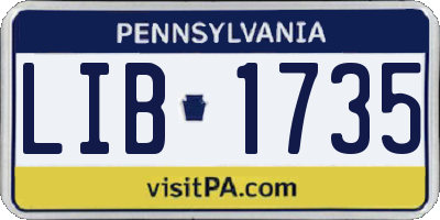 PA license plate LIB1735