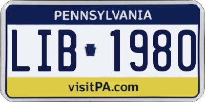 PA license plate LIB1980