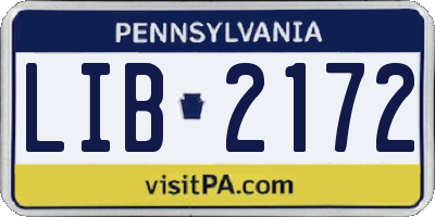 PA license plate LIB2172