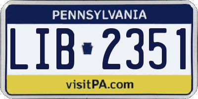 PA license plate LIB2351