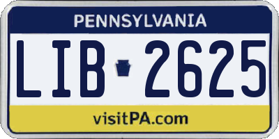 PA license plate LIB2625