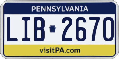PA license plate LIB2670