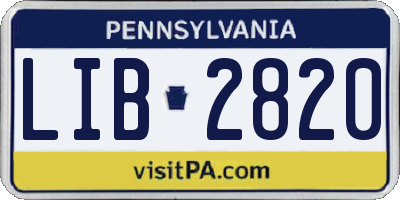 PA license plate LIB2820