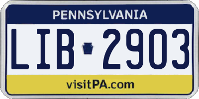 PA license plate LIB2903