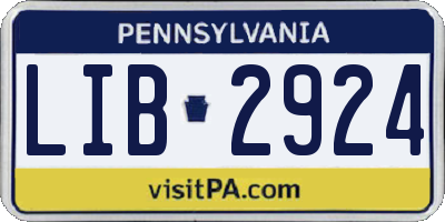 PA license plate LIB2924