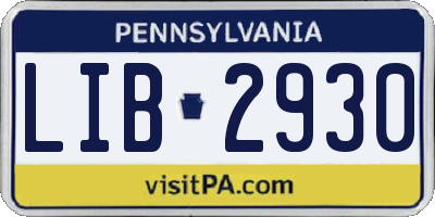 PA license plate LIB2930