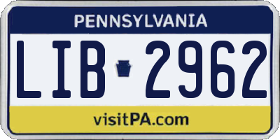 PA license plate LIB2962