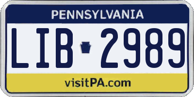 PA license plate LIB2989